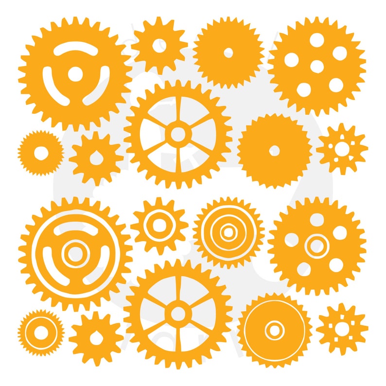 Gears and Cogs, Three Color Set Vinyl Wall Art Decal Sticker image 2