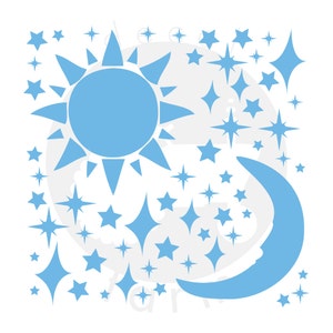 Sun Moon Stars Vinyl Wall Art Decal Sticker image 2