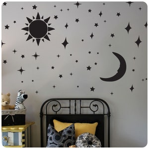 Sun Moon Stars Vinyl Wall Art Decal Sticker image 1