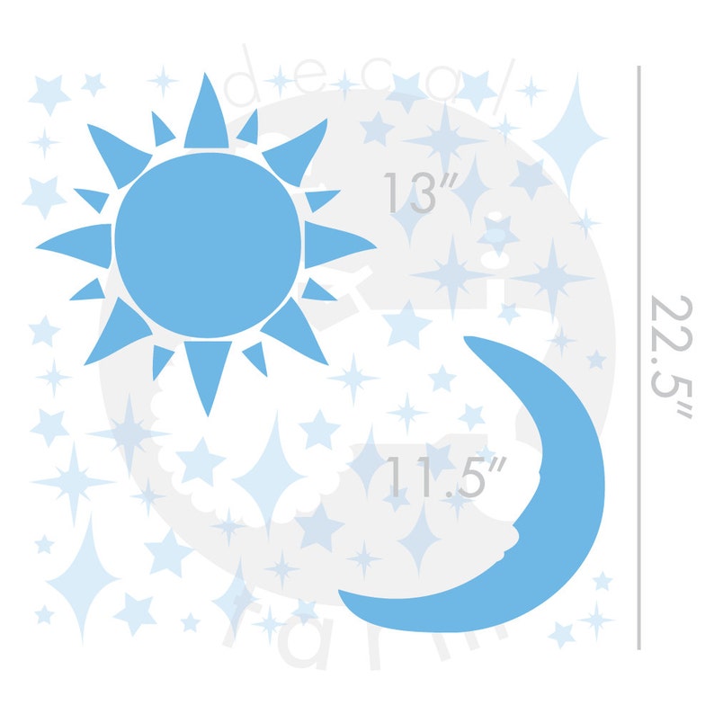 Sun Moon Stars Vinyl Wall Art Decal Sticker image 3