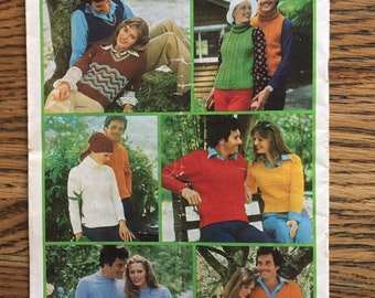 Patons Knitting Book No. 413 The Outdoor Look for Treasure Women’s and men’s fashion cardigan jumper Australian Vintage Knitting patterns
