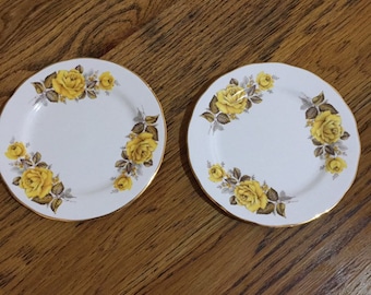 Yellow Rose Queen Anne Bone China Plate Made in England Biscuit Plate for Tea Set Spare Plate Gold Trim Vintage Tea Set Plate Australian