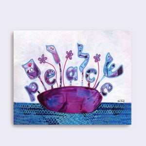 Canvas Art Print, &quot;Shalom - Peace Still Life&quot;  | Jewish Wall Art Giclee on Stretched Canvas | Hebrew - English Modern Botanical Home Decor