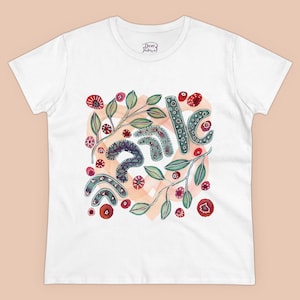 Ahava Liebe botanisches T-Shirt | Hebräisches Design, Damen-Grafik-T-Shirt