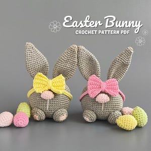 Lapin de Pâques au crochet, motif PDF, jouet lapin Amigurumi, tutoriel étape par étape, motif facile à suivre, motif oeuf en prime