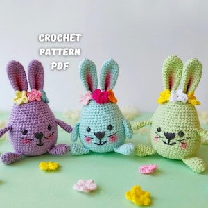 Crochet Pattern Easter Bunny, Amigurumi crochet Eggs, Easter Decorations, English PDF file