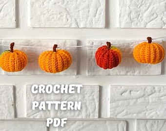 Crochet Pumpkin Garland Pattern, Fall Halloween Autumn Decor PDF, Spooky Pumpkin Crochet Pattern, Halloween Garland DIY, Thanksgiving Decor