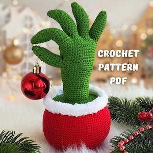 Crochet Green Hand of the Villain pattern, Amigurumi Griin  nch the Christmas Thief, Griiin nch decor Christmas