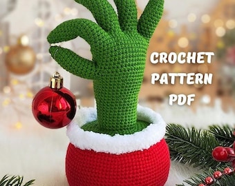 Patrón de crochet Mano Verde del Villano, Amigurumi Griin nch el Ladrón de Navidad, Griiin nch decoración Navidad