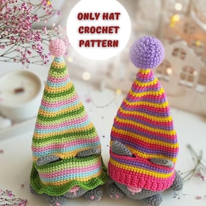 Only Hat Birthday crochet pattern for the cat and dog gnome, no cat pattern included, Amigurumi cat gnome birthday pattern holiday gnome
