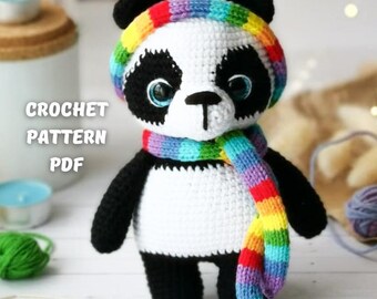 Petits pandas au crochet, motif ours amigurumi, fichier PDF anglais, modèle de jouet au crochet