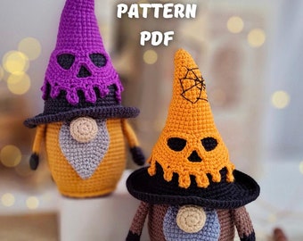 Halloween Gnome Crochet Pattern PDF, Spooky Amigurumi Gnome, Trick or Treat Decor, Fall Crochet Pattern