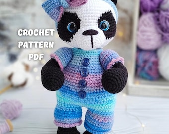 PATRON au crochet, animaux pandas, modèle ours amigurumi, fichier PDF anglais, modèle jouet au crochet