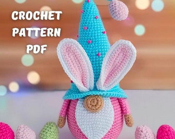 Crochet Easter Bunny and egg patterns, crochet gnome amigurumi PDF pattern, Crochet Easter gnomes patterns, crochet Easter decor