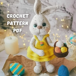 Osterhase mit Eiern Häkelanleitung, Amigurumi Osterhase, Osterkörbchen, PDF-Datei, Osterspielzeug Häkelanleitung