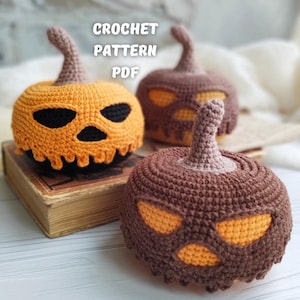 Pumpkin Crochet Pattern, Amigurumi halloween pumpkin, English PDF file, Halloween toy pattern