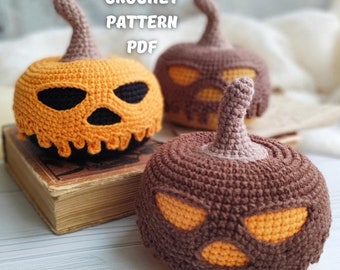 Pumpkin Crochet Pattern, Amigurumi halloween pumpkin, English PDF file, Halloween toy pattern