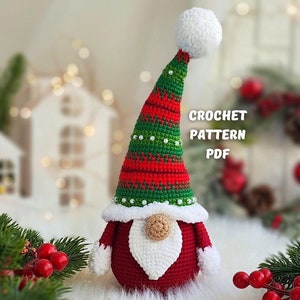 Amigurumi modèle de nain de Noël au crochet, décorations de Noël de nain au crochet, modèle de décoration de nain de vacances au crochet