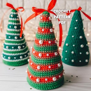 Crochet Pattern Little Colorful Christmas Trees, Christmas decor crochet, Instant Download PDF pattern, DIY Christmas gifts