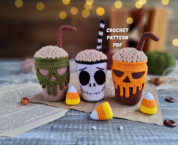 Halloween Cocktail Crochet Pattern Bundle PDF, Candy Corn Amigurumi, Spooky Bar Decor, Halloween Party Crochet