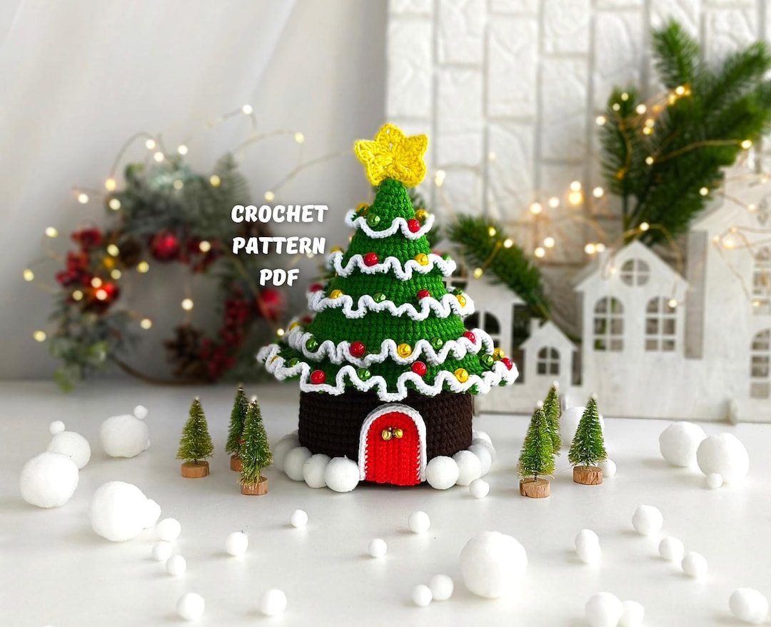 House Box Pattern Christmas Tree House Box Crochet Pattern, Amigurumi Basket Tree House ...