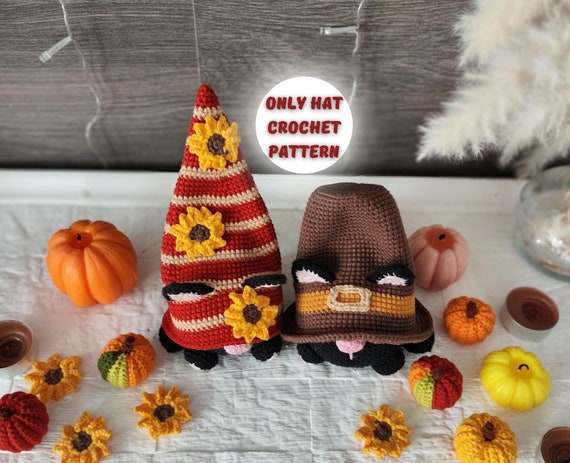 Only Hats Thanksgiving crochet pattern for the cat gnome, no cat pattern included, Amigurumi cat gnome thanksgiving pattern holiday gnome