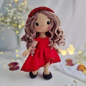Crochet DOLL Pattern in Red Dress PDF in English, Amigurumi Stuffed ...