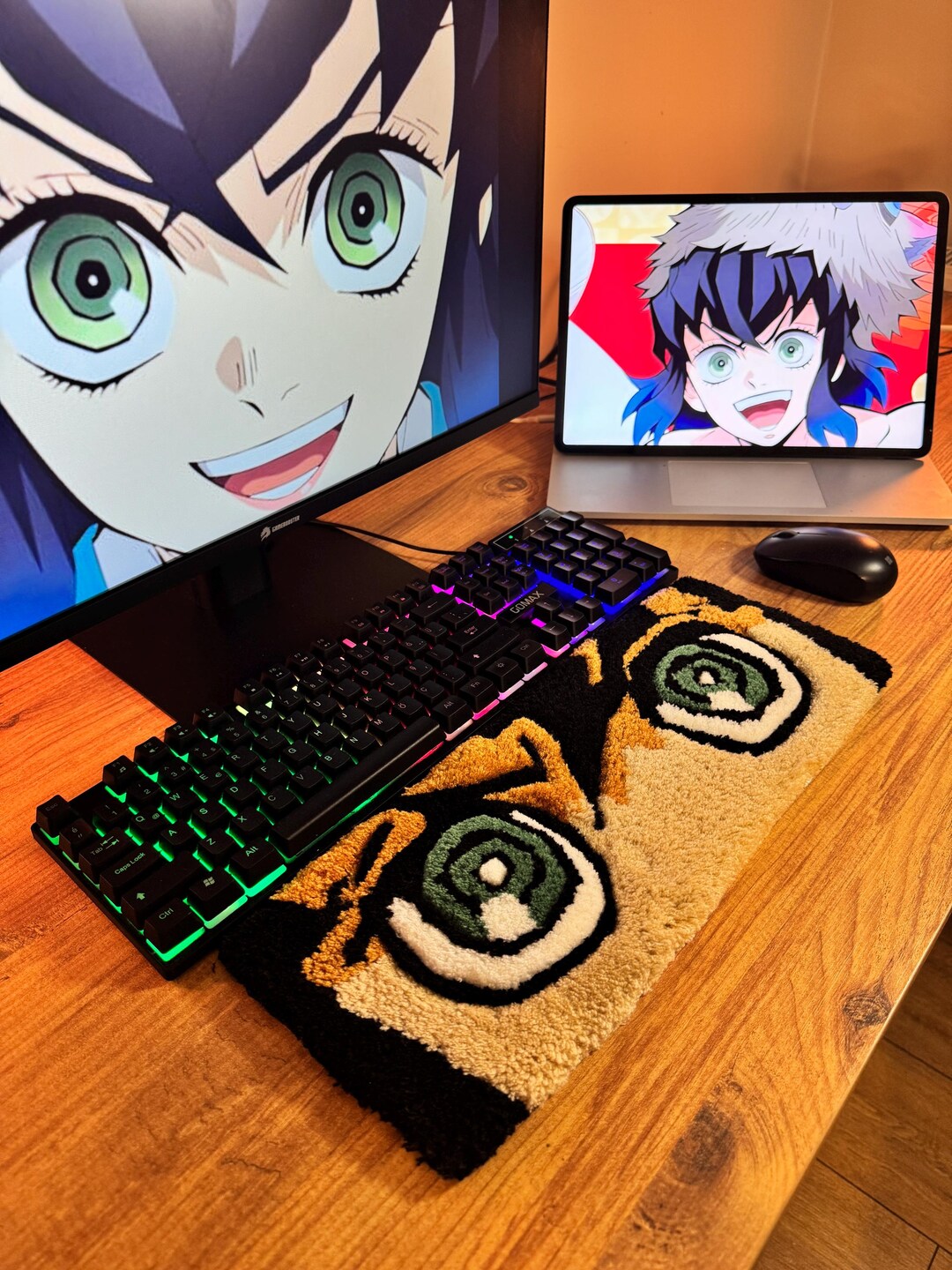 Inosuke Keyboard Mat İnosuke Hashibira Keyboard Tufted Design Rug , Handmade Fluffy ...