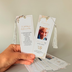 Celebration Of Life Bookmarks, Obituary Card, Funeral Printed Bookmarks, Memorial Bookmark, Funeral Keepsake in Bulk, Personalized Bookmark