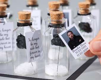 Celebration Of Life Favors, In Loving Memory of Son, Funeral Favors with Photo, Memorial Gifts for Family, Message in a Bottle Keepsake