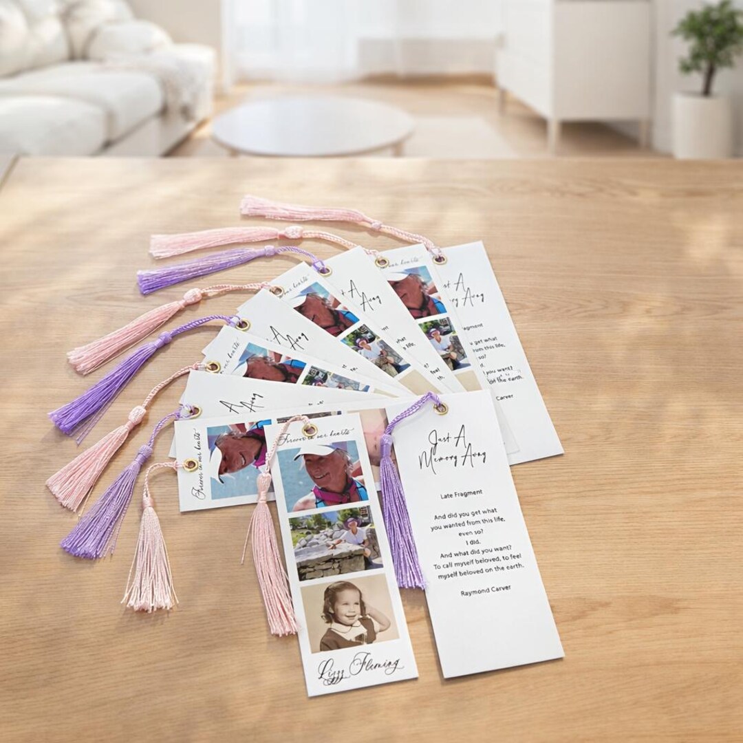 Funeral Memorial Bookmarks, in Loving Memory Keepsake, Custom Laminated ...