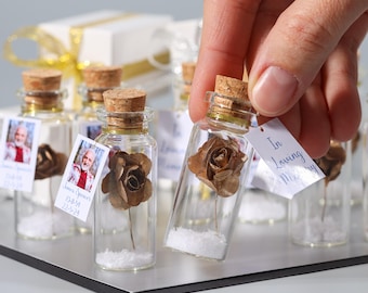 Custom Celebration Of Life Favors, Funeral Favors with Photo, Memorial Favors in Bulk, Personalized Message in a Bottle Keepsakes