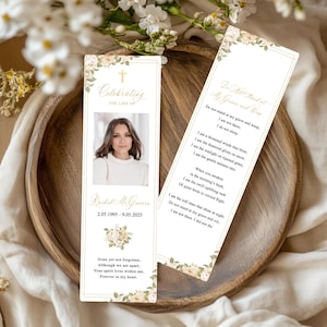 Funeral Prayer Cards, Funeral Printed Bookmarks, Celebration Of Life Cards, Memorial Bookmarks, Funeral Poem Cards, Memorial Wallet Card