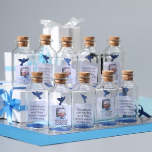 Funeral Favors In Bulk to Remember of Grandpa, Celebration for Life Favors, Memorial Favors For Guests, Message in a Bottle Photo Keepsake