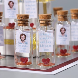 Funeral Favors In Bulk, Celebration of Life Gifts for Guests, Forever in Our Hearts, Custom Message in a Bottle, Sympathy Gifts in Boxes