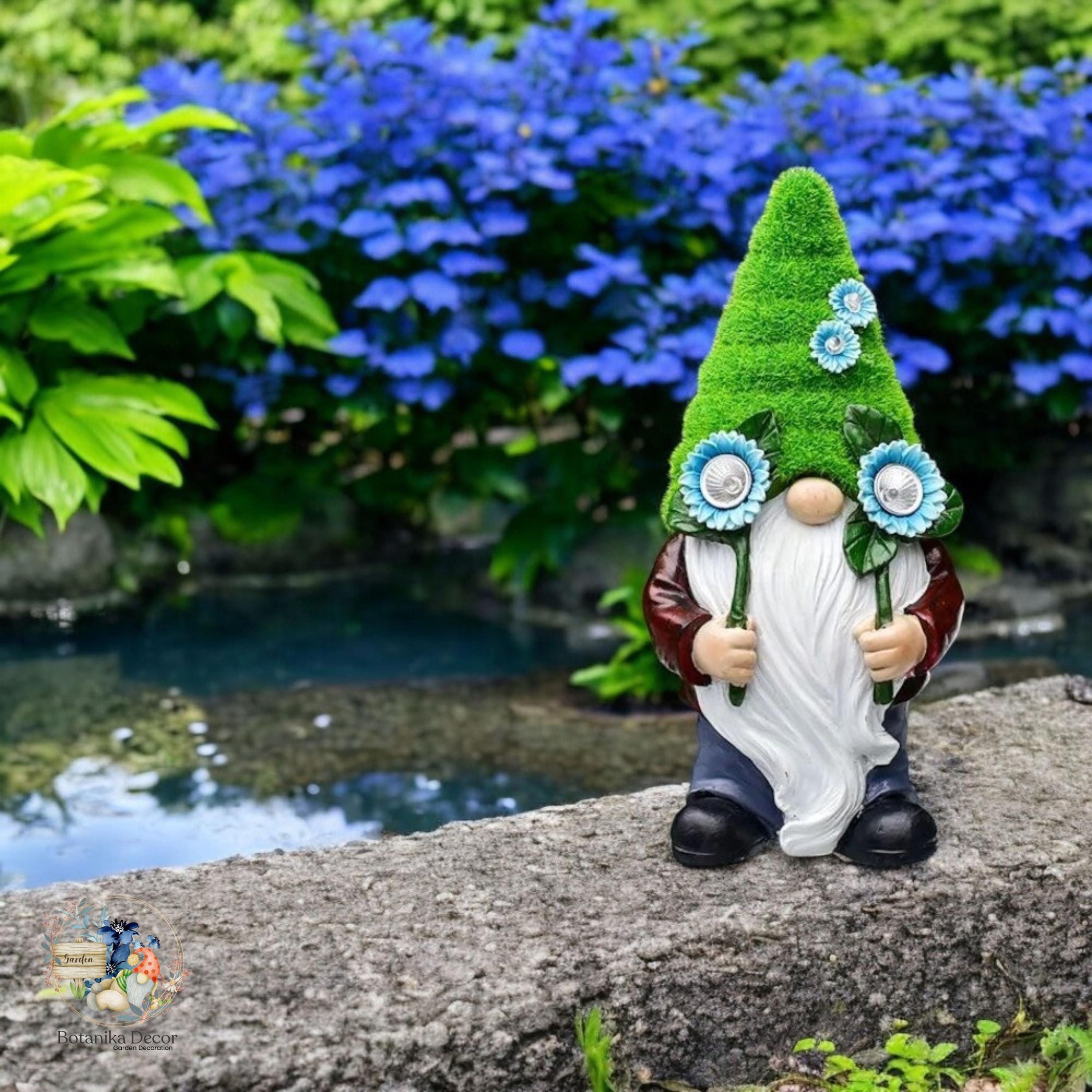 ソーラーガーデンノーム像 - LEDライト付き樹脂製スカンジナビア風装飾