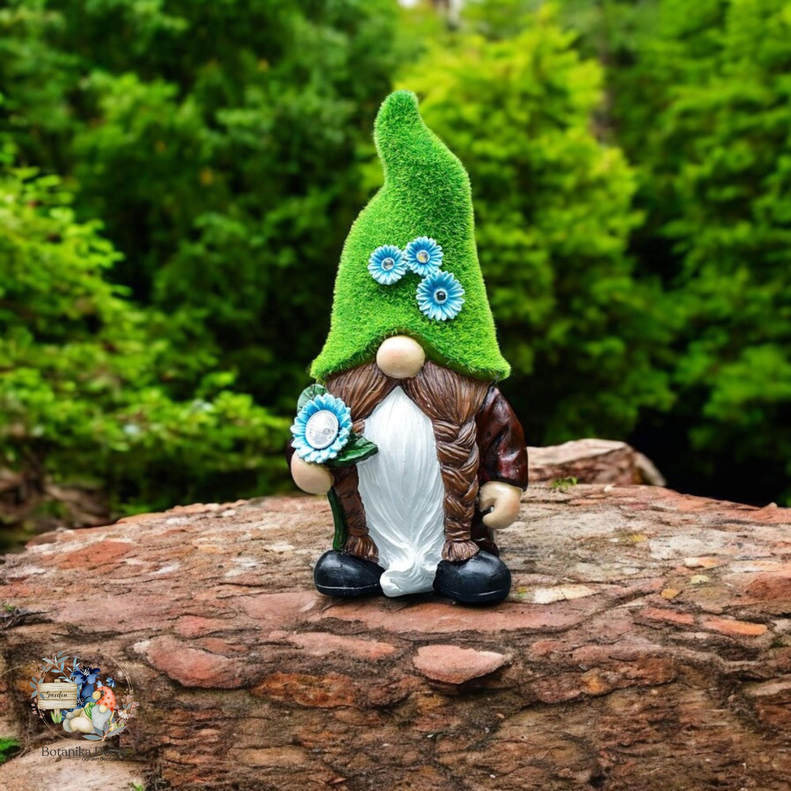 ソーラーガーデンノーム像 - LEDライト付き樹脂製スカンジナビア風装飾