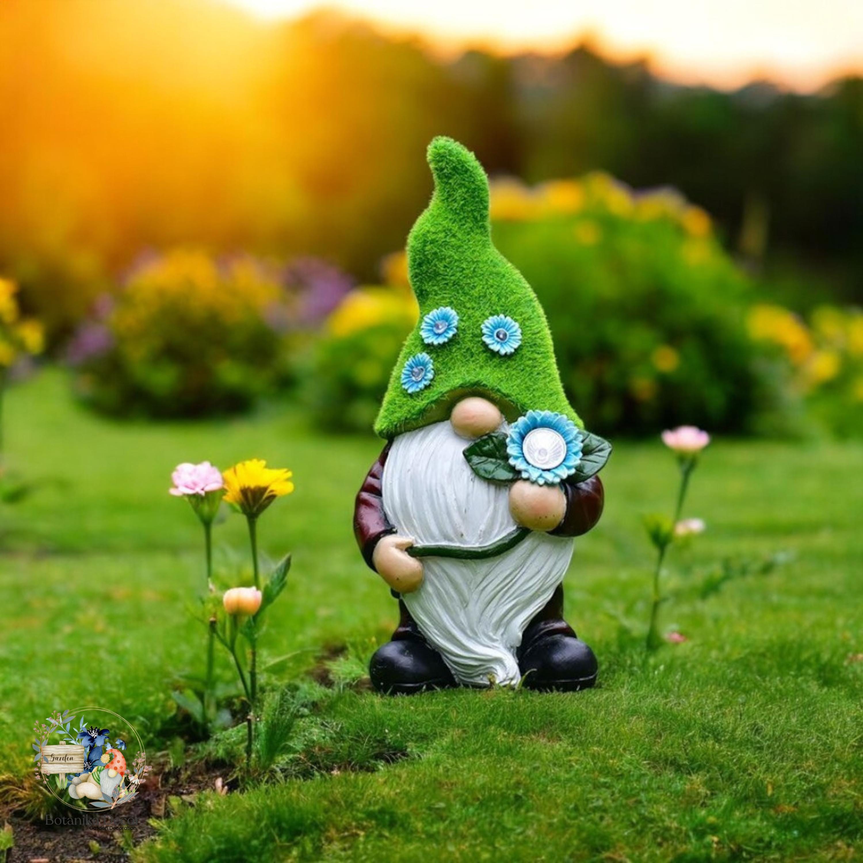 ソーラーガーデンノーム像 - LEDライト付き樹脂製スカンジナビア風装飾