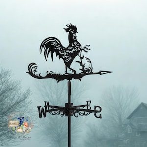 Large Iron Rooster Weathervane - 23.4&quot; (59.5 cm) Farmhouse Roof/Wall/Garden Decor