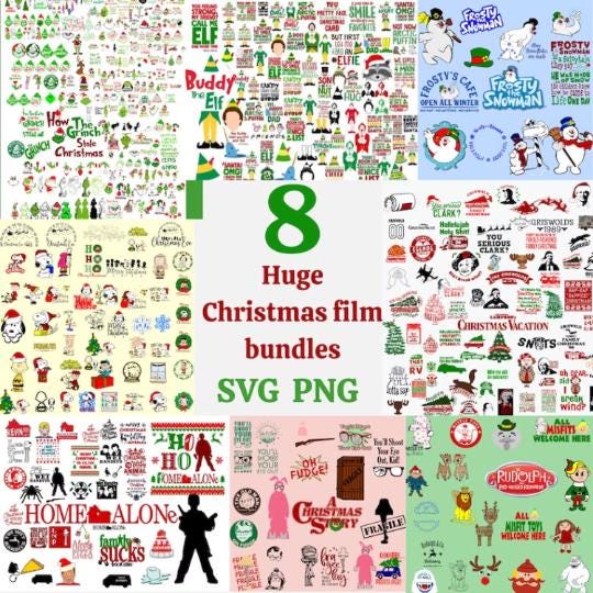 huge Christmas film bundle Png Svg , Christmas vacation , chritmas story ,buddy the elf, frosty the snowman, rudolph the reindeer