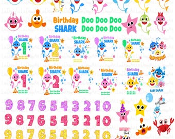 Birthday shark svg, Layered SVG, cricut, cut files, layered digital vector file