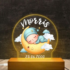 Personalized Baby Night Light: Moon & Stars Kids Room Decor