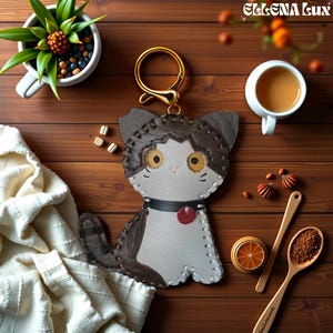 Leather Bag Charm, Black Cat Bag Charm - Etsy
