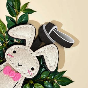 Rabbit Bag Charm, Bag Charm Leather, Real Leather 100% Handmade, Leather Charm, Bag Keychain, Gift for kid, Gift for birthday