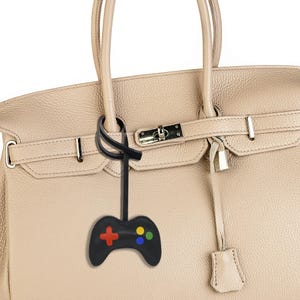 Handmade Leather Game Controller Bag Charm: Gamer Keychain