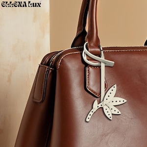 Handmade Leather Flower Bag Charm: Purse Keychain