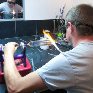 John King lampworking in his UK studio