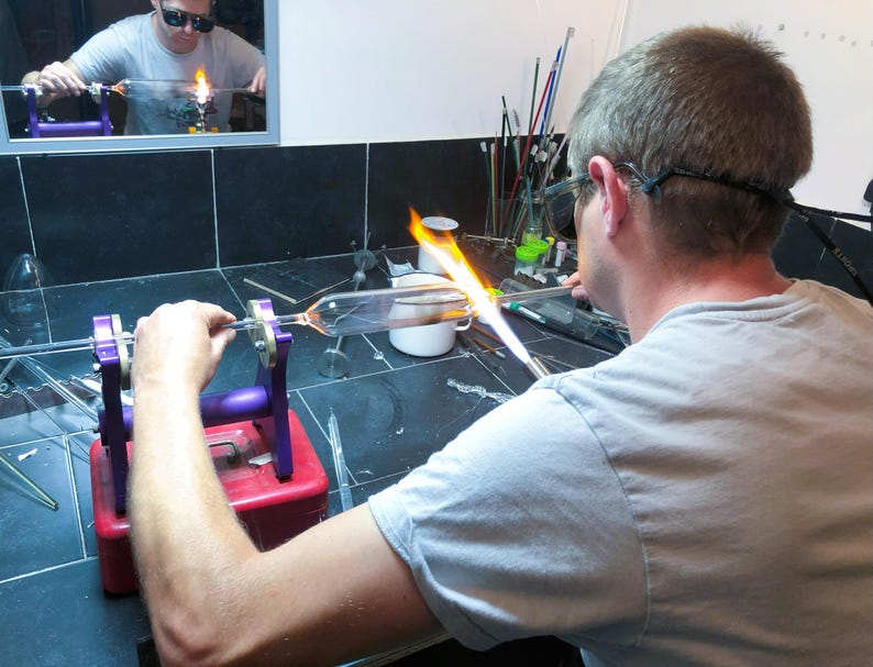 John King lampworking in his UK studio