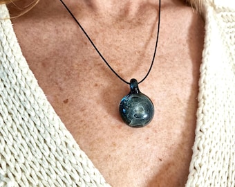 Galaxy Glass Necklace | Handmade Borosilicate Glass with Silver Fumes | Space Inspired Jewelry