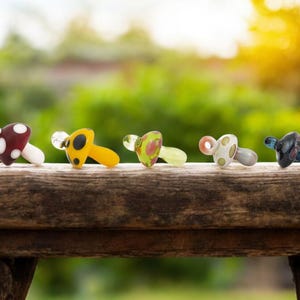 5 colors of handmade borosilicate glass mushroom pendants